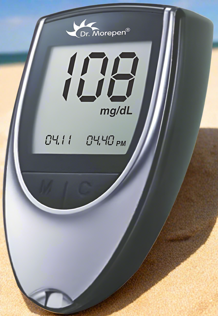 Digital Blood Glucose Monitor, Blood Sugar Check Machine (1 Machine +1 Cell +1 Pen Lancets + Box + Manual + 5 Strips)💫