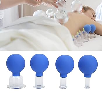 Vinban 4 PCS💥 Glass Facial Cupping Set | Silicone Vacuum Suction | Cupping Professional Massager Therapy | A Kit For Anti Cellulite, Anti Wrinkle and Instantly Ageless Skin | For Eyes, Face and Body.